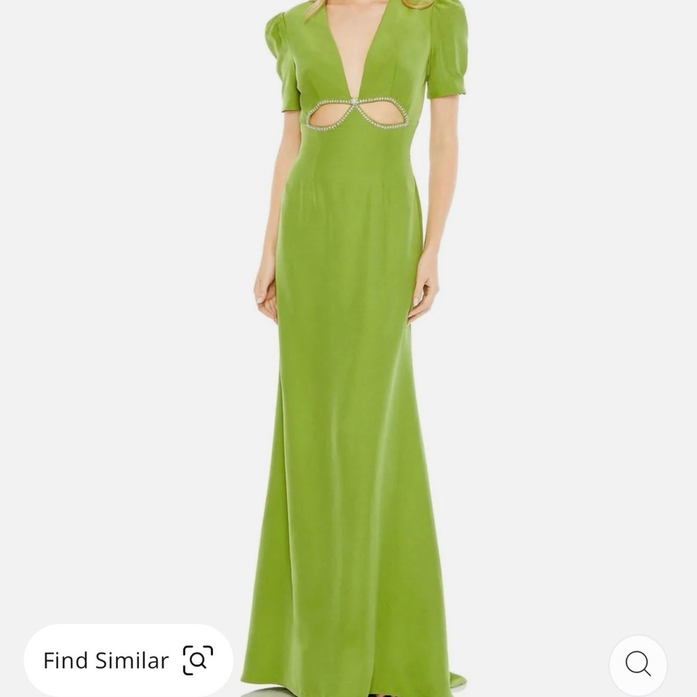Lime Green Cutout Maxi Dress with Embellished Trim